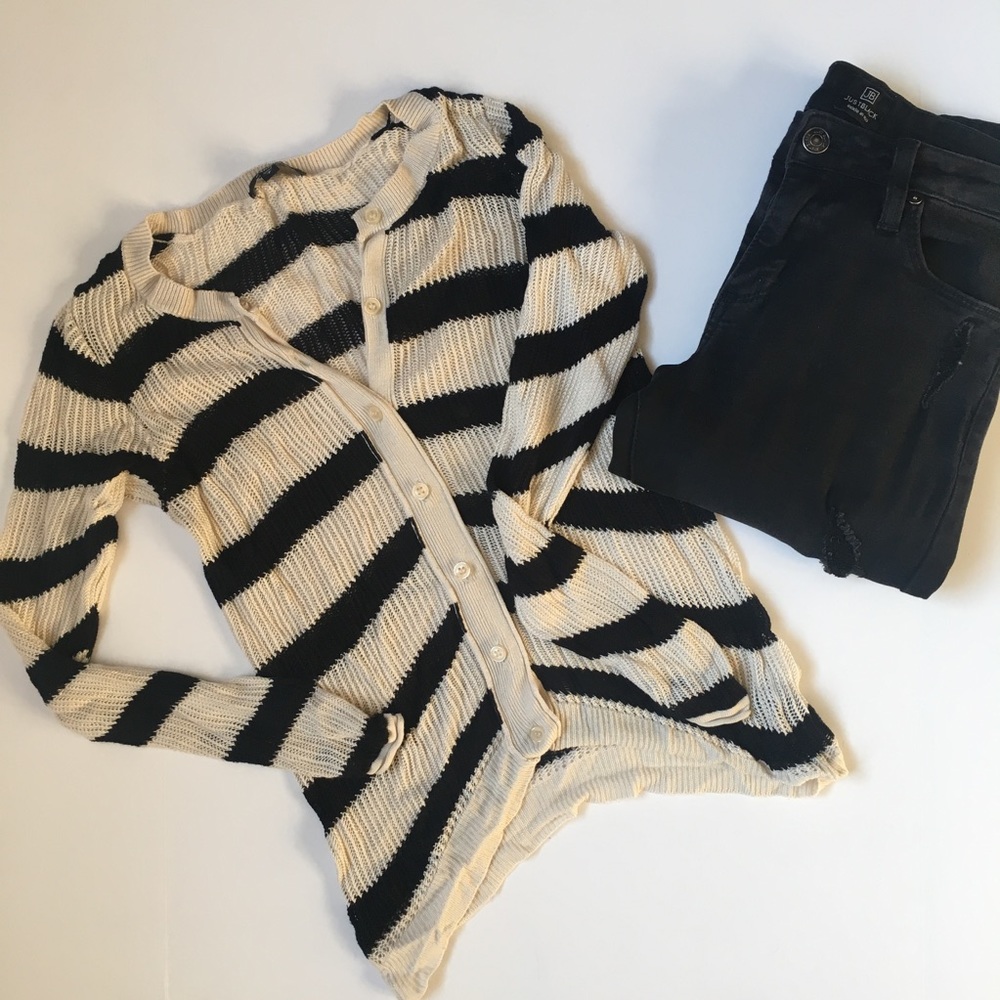 ◾️ Express Cardigan with Black & Cream Stripes ◾️